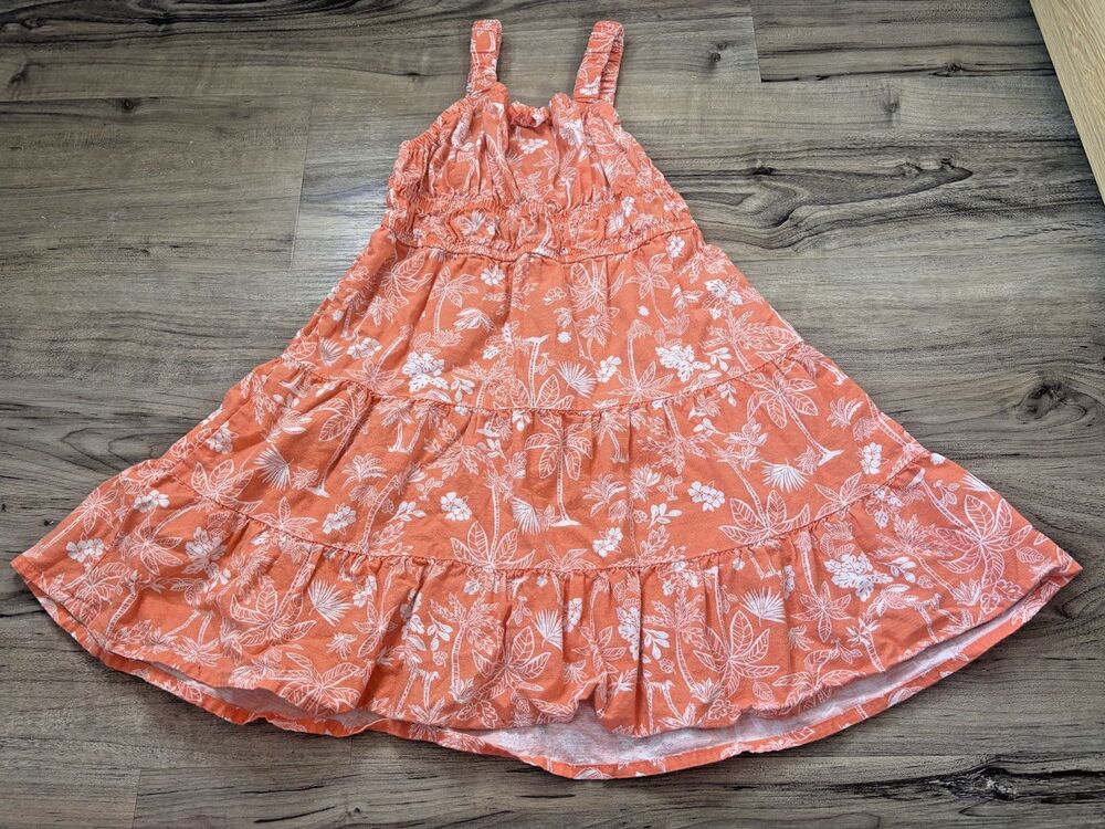 Girls Cotton Tiered Dress Zac Kids by Zac Posen Size Small Orange Floral